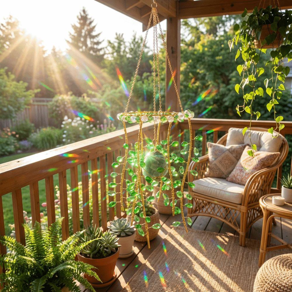 Rainbow Makers Willow Wind Bell Handmade Plant Crystal Decor Funny Sun Catcher Chandelier  Garden