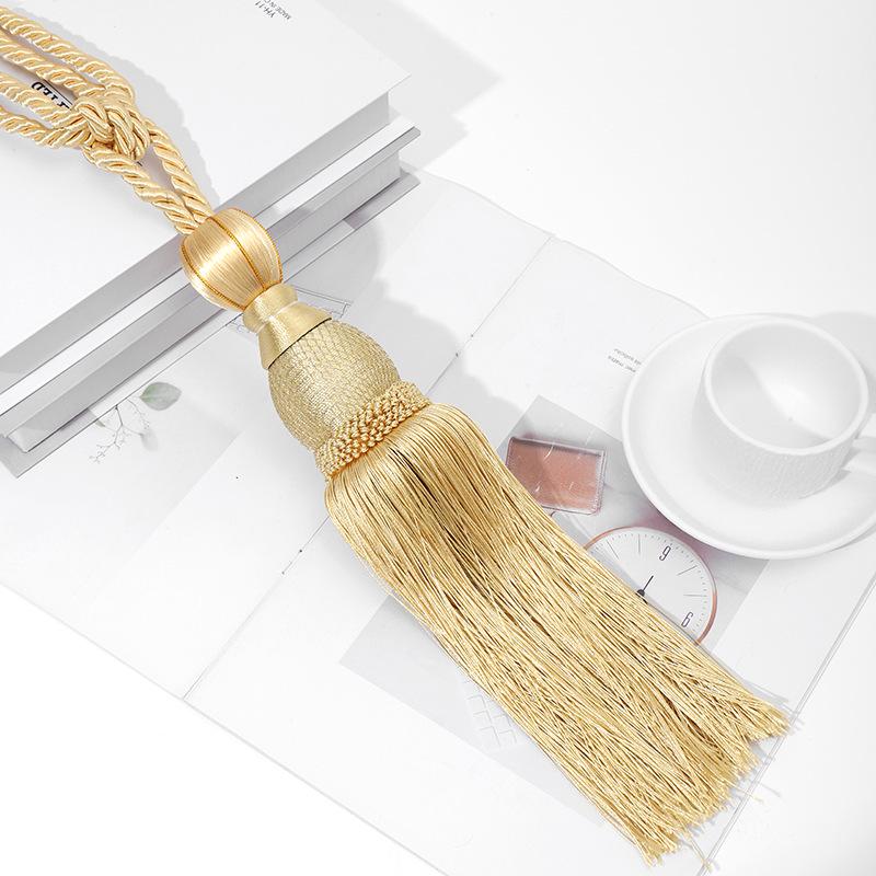 Gold Thread Tassel Tieback with Mesh Ball - Decorative Curtain Tie Ropes and Accessories