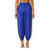 Womens Semi Sheer Chiffon Pants Sequined Dot Design Elastic Waist Belly Dance Performance Trousers