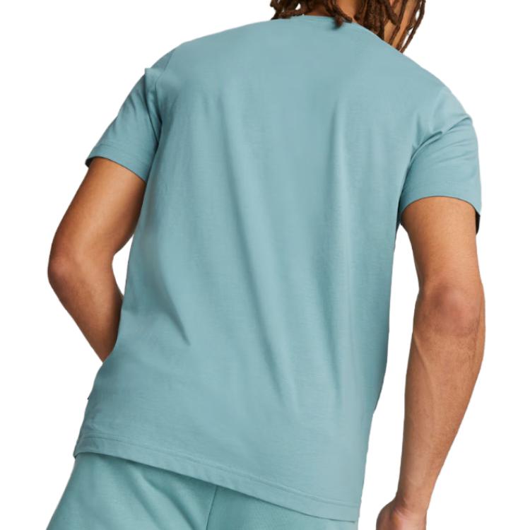 Puma Letter Logo Print Casual Sports Crew Neck Short Sleeve T-Shirt Men Tops Blue 847666-85