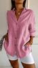 VEZFAA Women's Fashion Casual Spring Autumn Solid Color Print Long Sleeve POLO Neck Blouses & Shirts