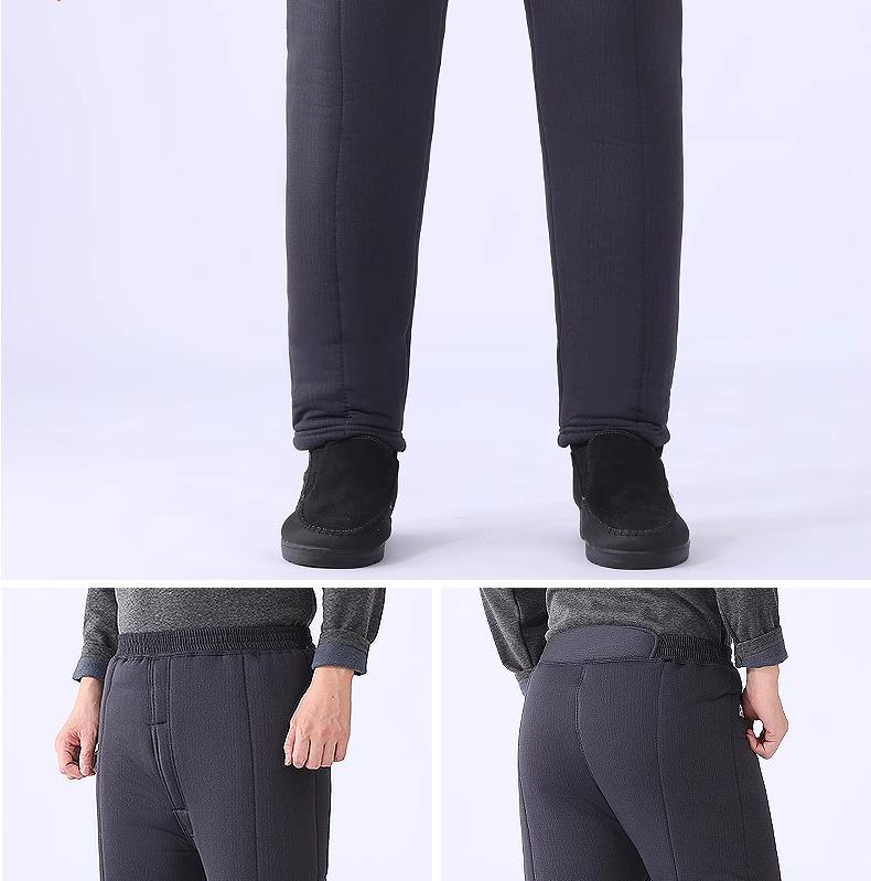 Pantaloni Invernali da Uomo Ispessiti in Pelo di Cammello: Pantaloni caldi foderati in velluto per persone di mezza età e anziane.