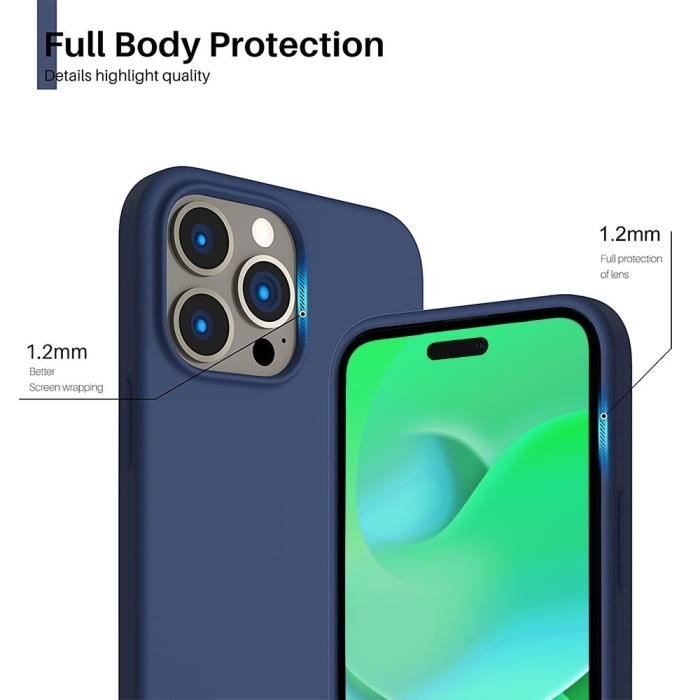 Coque de protection - Silicone - pour iPhone 14 Pro Max - Bleu Marine - Antichoc - Texture antidérapante