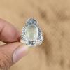 Natural Crystal Quartz Gemstone Promise Adjustable Ring 925 Silver For Girls