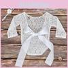 Elegant Bow Lace Newborn Photography Outfit With Headband For Gender-neutral Photoshoots