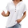 Summer New Solid Color Plus Size Casual T-shirt Women with Hooded Buttons Loose Short Sleeve T Shirt Women Fashion Elegant Lady Tee Tops  24297