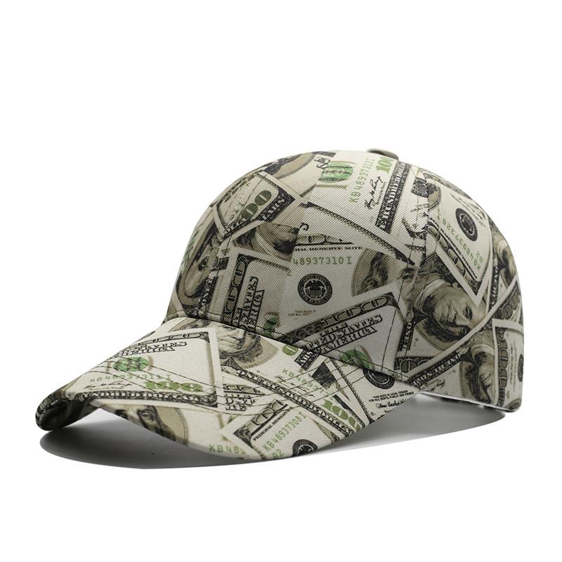 New dollar printed baseball cap men's European and American personality street sunshade cap hip hop hat
