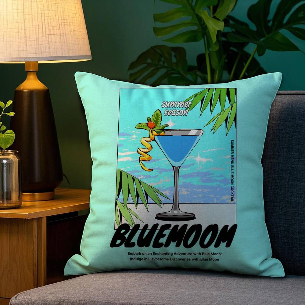 Art M-Mojito Cocktail Pillow Case Plush Fabric Soft Double Sided Print Sofa Cushion Cover Throw Pillow Covers