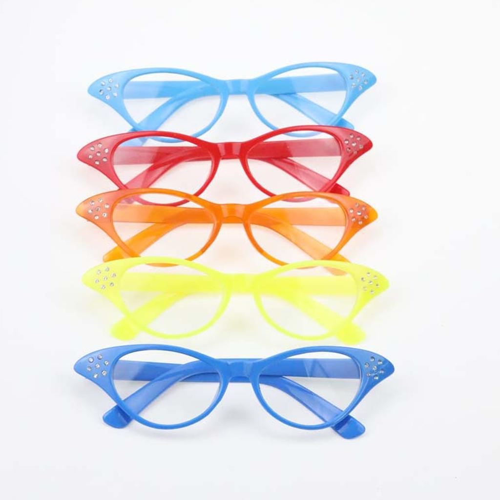 Vintage Glasses for Adult and Kids with Rhinestones Unisex Nerd Styles Clear Lens Glasses for Cosplay Costume Party
