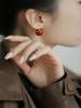 New red light bubble red bean ear buckle women's earrings niche design trendy high-end cold wind earrings women