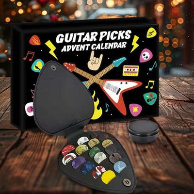 Guitar Picks Advent Calendar 20 Guitar Picks & 2 Oud Picks with Pick Holder Christmas Gift for Guitar Bass Ukulele Players