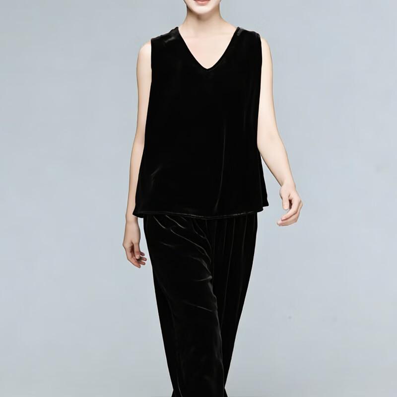Women's Mulberry Silk Velvet V-Neck Sleeveless Top