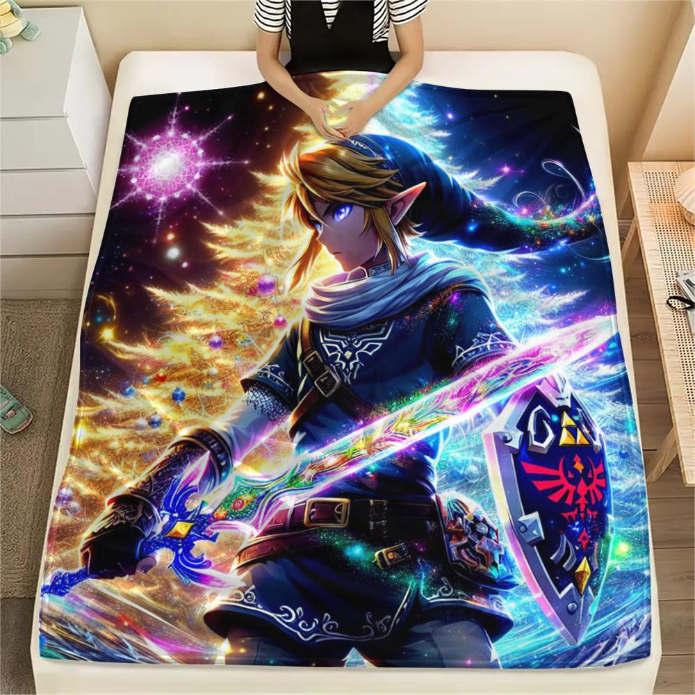 1Pc Link Zelda Print Flannel Blanket, High quality Comfortable for All Seasons, Home Decor, Warmth and Comfort, Perfect for Christmas Gifts