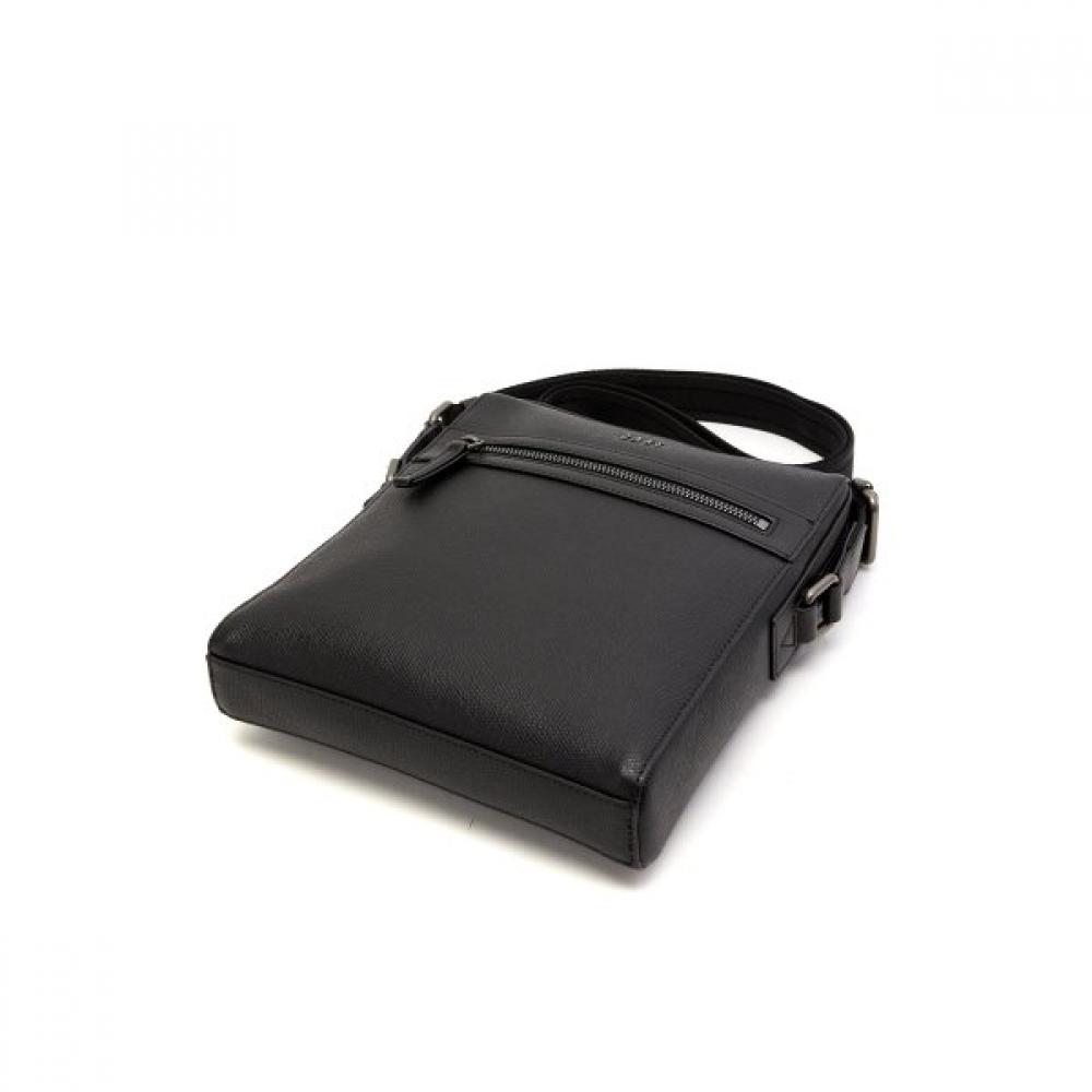 Daks Black Leather Pocket Zipper Crossbody Bag Dbba2f336bk