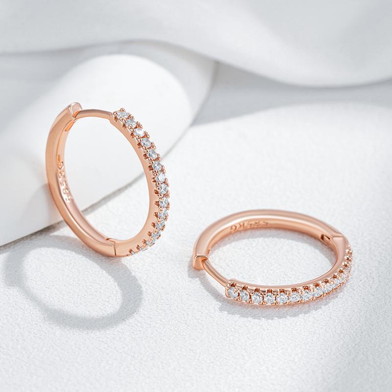Trendy  Rose Gold Color Big Hoop Earrings For Women Luxury Natural Zircon Accessories Bride Wedding Vintage Jewelry