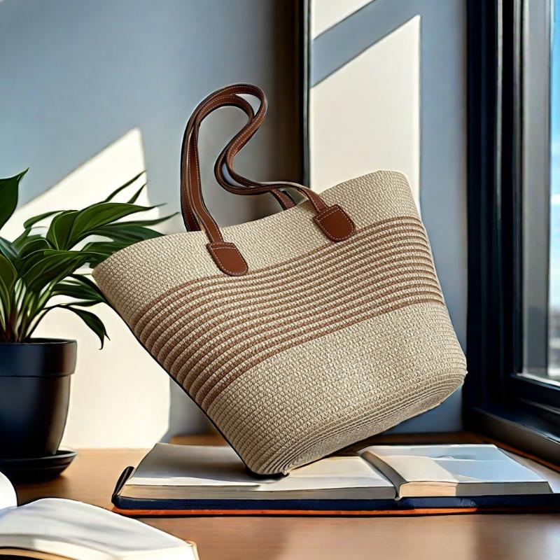 Strohtasche große Kapazität neue vielseitige Handtasche Schulter Strandtasche Strohtasche Eimer Gemüsekorb Tragetasche