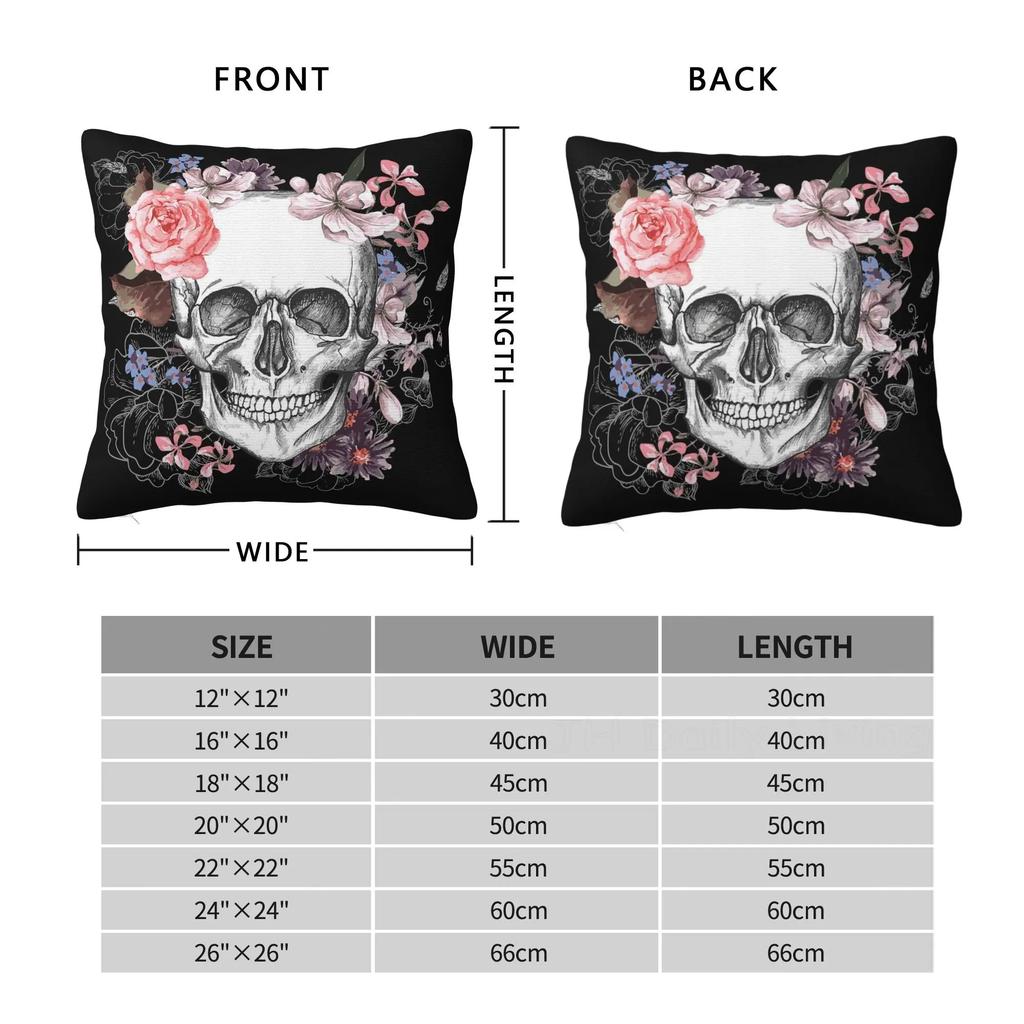 Halloween Skull Flower Pattern Pillow Cover Home Car Decorative Square Cushion Cover 45x45cm Cotton Pillowcase for Sofa Bed