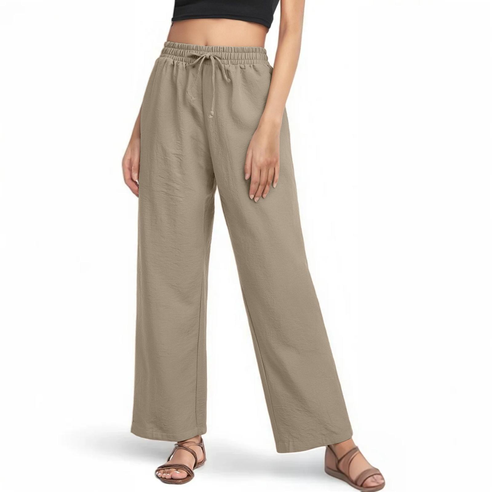 

Women s Quick-drying Drawstring Elastic Waist Loose Trousers M хакі