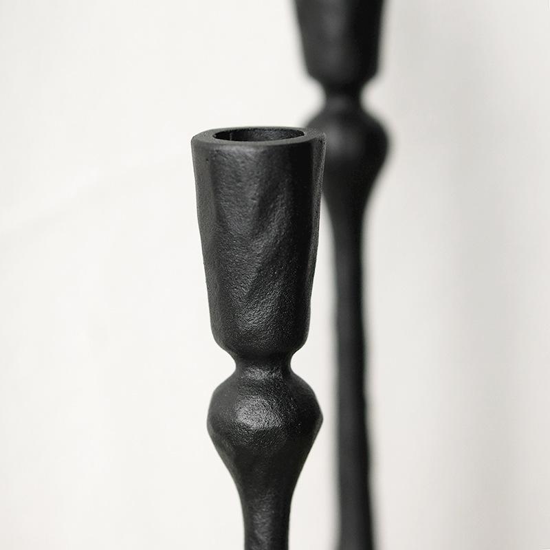 Hammered Taper Candle Holder Set of 3 Vintage Gold Black Metal Candlestick Holders for Table Centerpiece Wedding Decor Gift