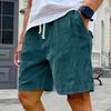 Mens Corduroy Casual Shorts with Elastic Waistband Drawstring Adjustable Fit Relaxed Summer Lightweight Shorts for Daily Wear