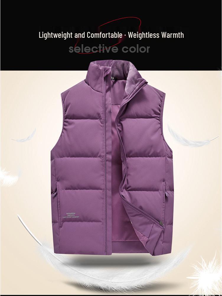 Windproof Korean-Style Unisex Down Vest: Warm, Trendy, Plus Size, Autumn/Winter, Two-way Zipper, for Couples & Teens