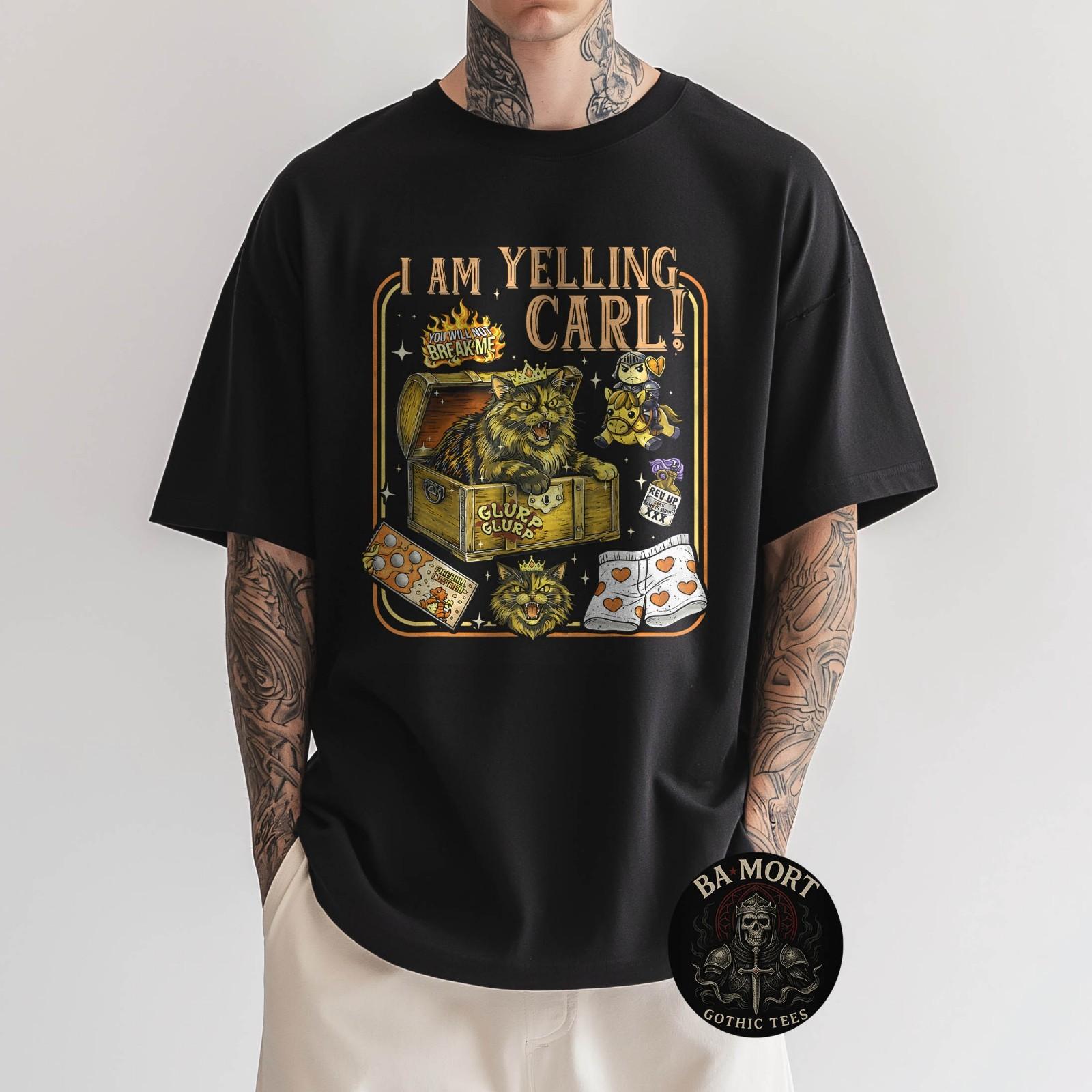 I Am Yelling Carl Funny Cat T-Shirt S