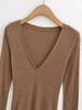 Petite V-neck Long-Sleeve Mini Dress - Autumn Collection, Pleated, Waist-Cinched, Slimming, Hip-Hugging Design