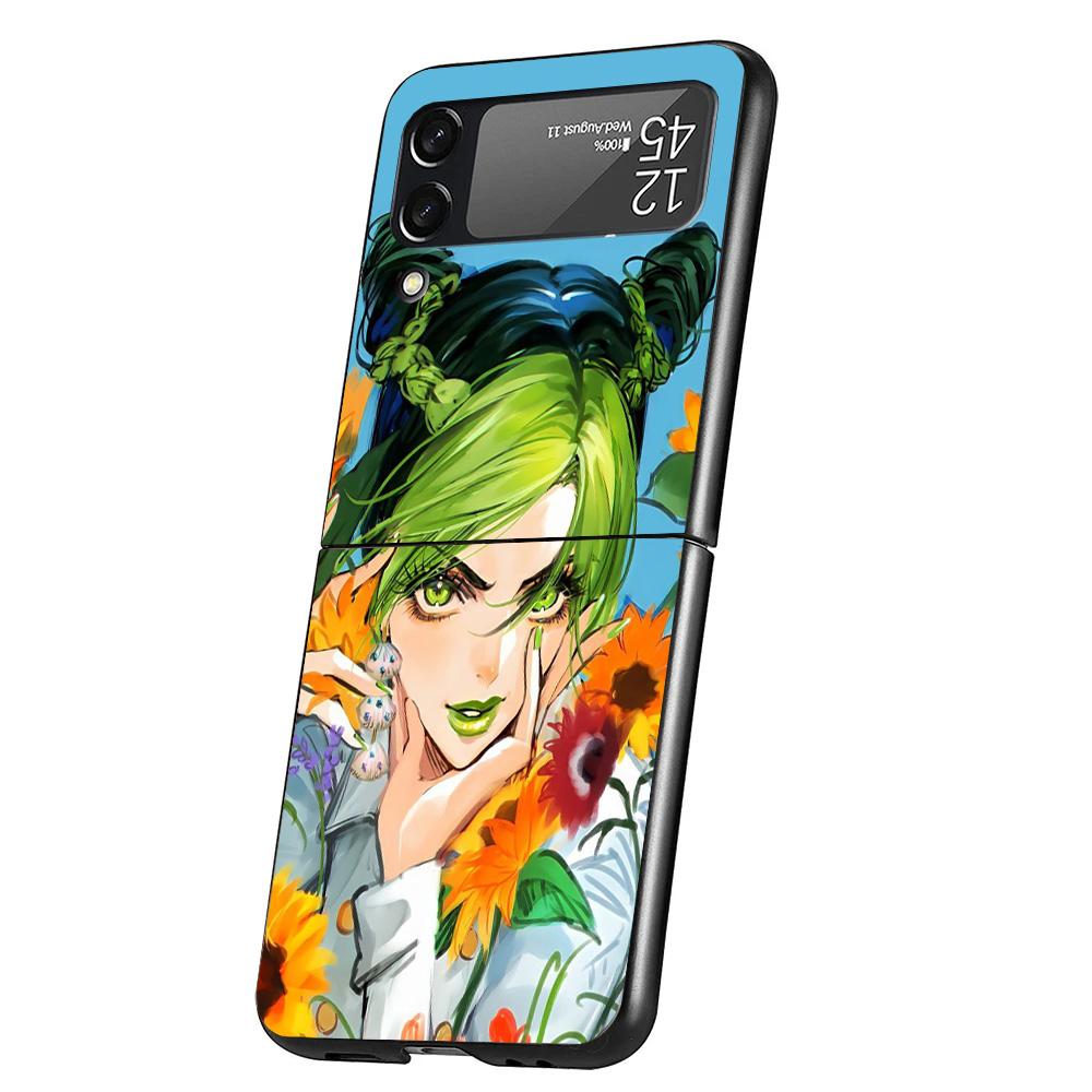 JoJo's Bizarre Adventure Jolyne Cujoh Case Phone Cover for Samsung Galaxy Z Flip 6 5 4 3 5G ZFlip6 ZFlip5 ZFlip4 ZFlip3 Black Ha