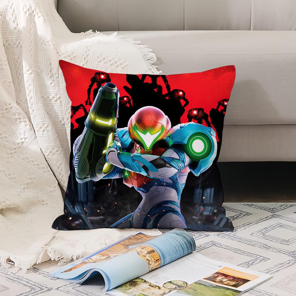 Game M-Metroid Cool Pillow Case Office Cushions Suitable For Sofa Car Bedroom Decorative Cushion Cover 12x12Inch