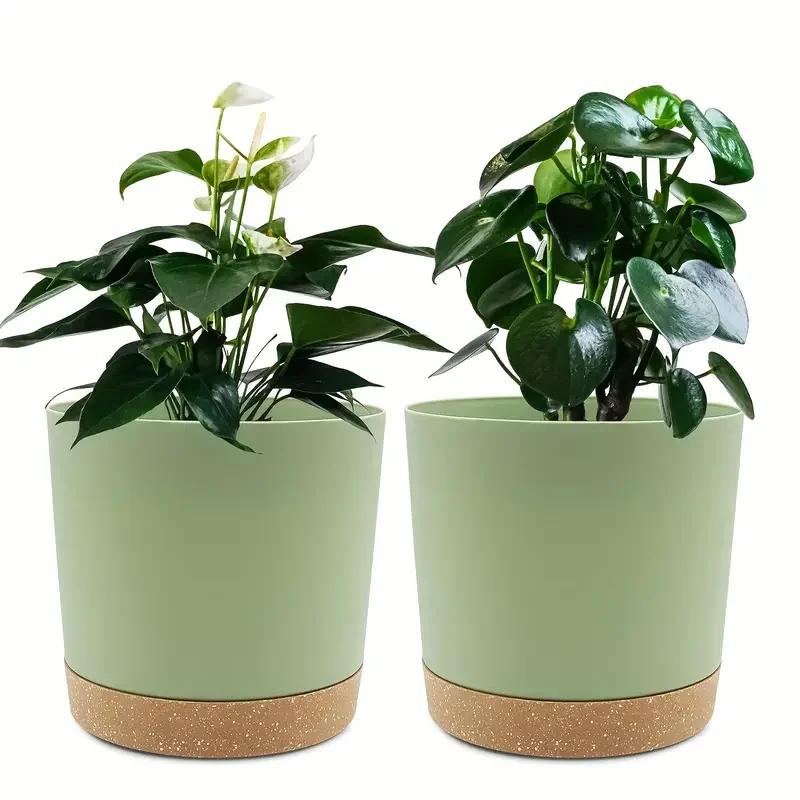 

2pcs, 4.7nch Round straight plastic Anthony flower pot balcony garden potted green radish fortune tree species flower pot with t 4.7inch 2pcs