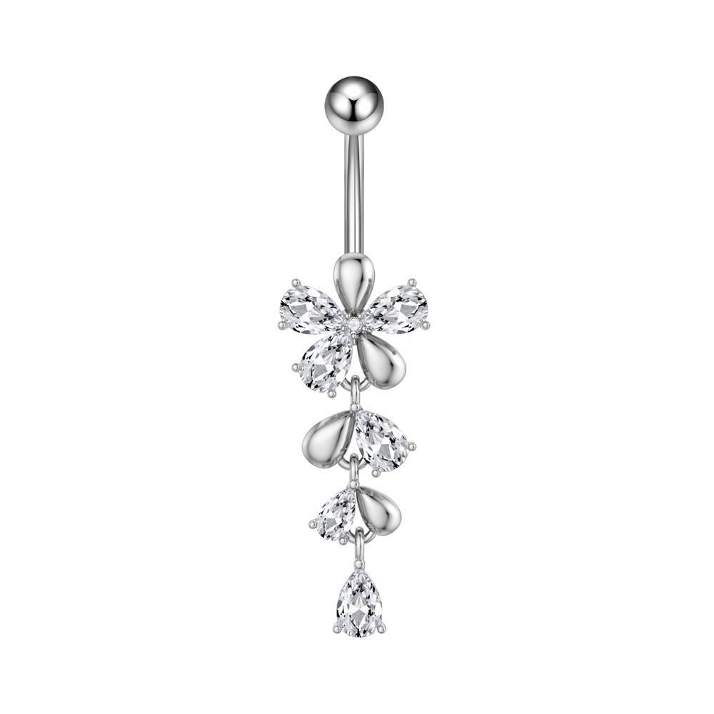 Elegant Belly Navel Stud Stainless Steel Navel Button Butterfly Chain Navel Ring Seaside