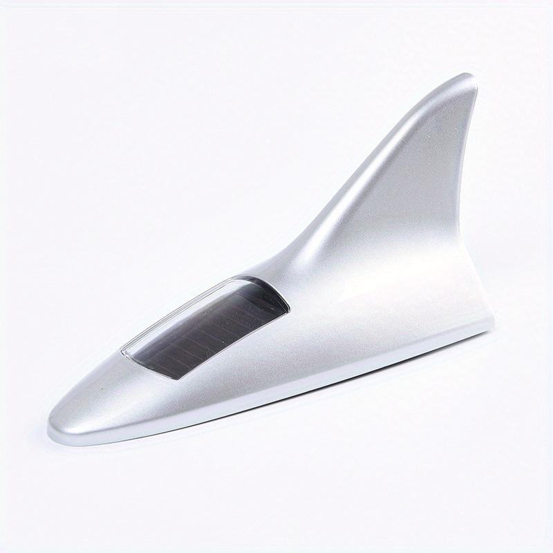 Universal Car Shark Fin Antenna with Solar Energy Led Warning Light Auto Radio Signal Aerial Roof Anticollision Safety Lights