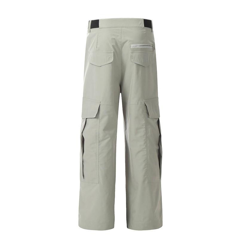 Unisex Retro Workwear Cargo Pants Loose Straight Fit Cotton Casual Trousers With Large Pockets