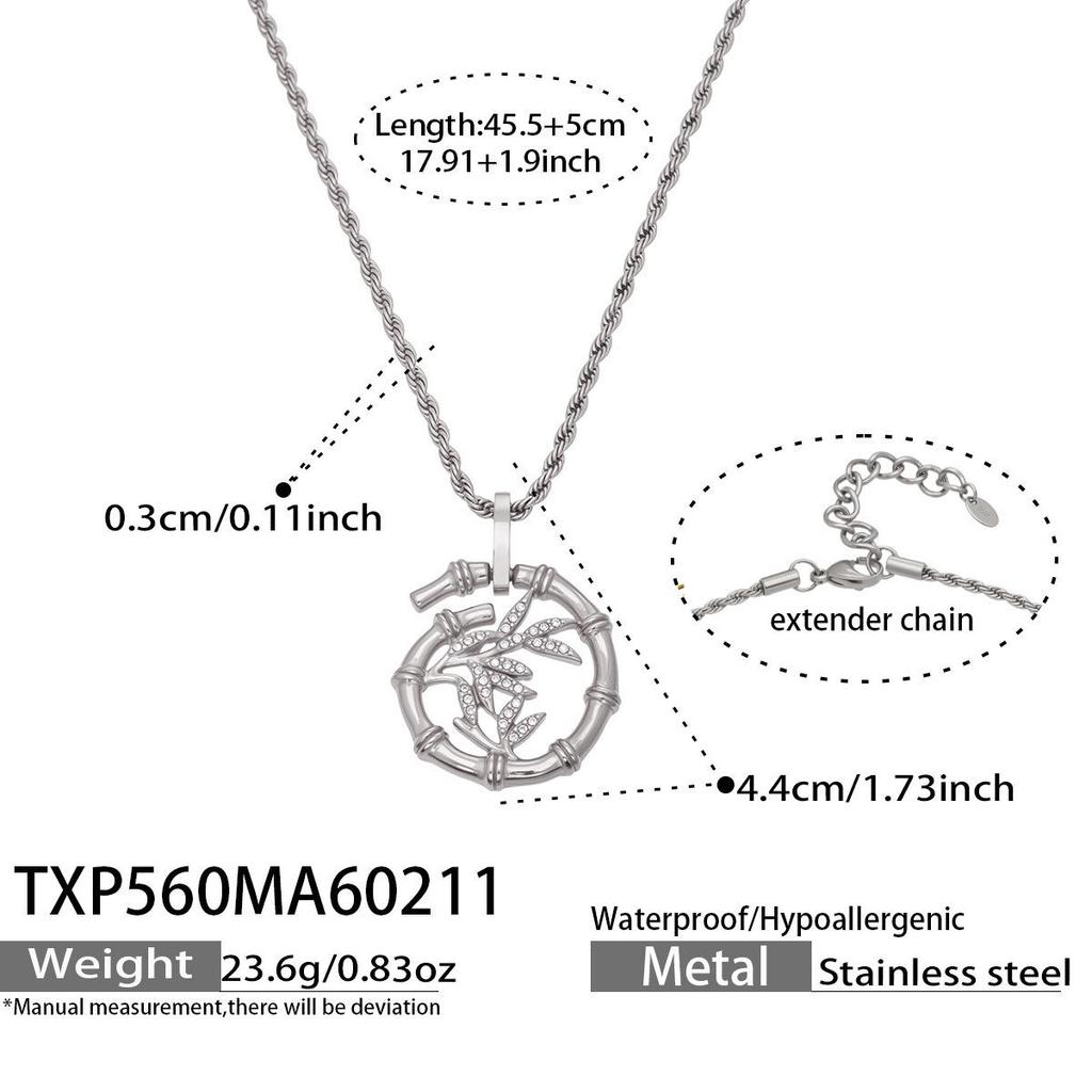 Elegant Bamboo & Diamond Pendant Necklace Bracelet with Freshwater Pearls On a Luxurious Braided Chain