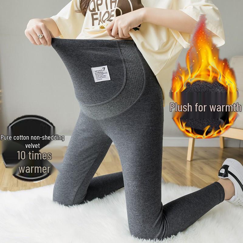 In-Stock Maternity Leggings: Soft, Warm Cotton, Plus Velvet, Elastic Fit for Spring, Autumn & Winter