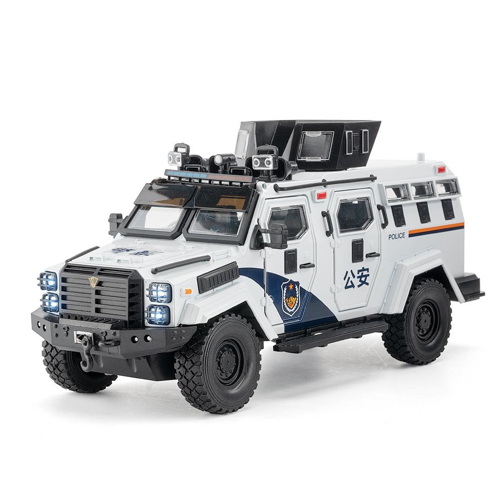 

1:24 Model Sword Toothed Tiger Armored Toy Cars Alloy Diecast Police Cars Sound Light Doors Opened Military Vehicles Kids Gifts