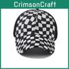 Ladies Fashion Cotton Baseball Hat With Black And White Grid Splicing Breathable Mesh Design For Outdoor Activities