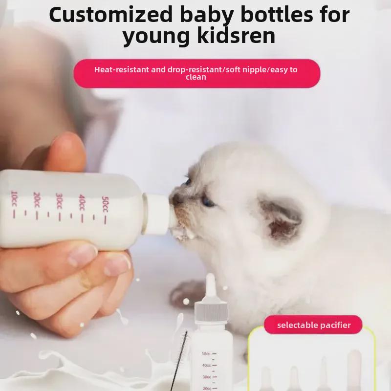 

Pet Newborn Feeding Kit: Soft Nipple Baby Bottle for Kittens & Puppies
