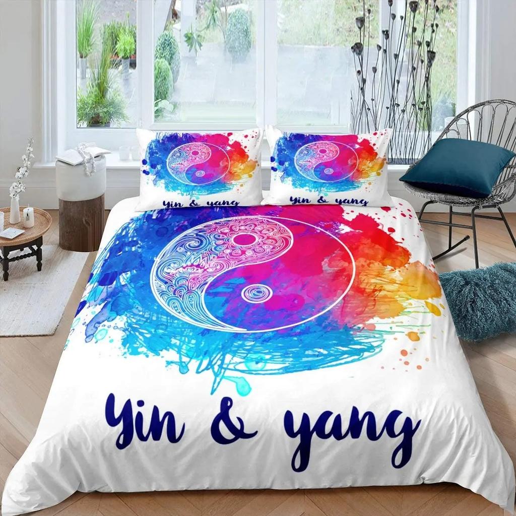 Black And White Duvet Cover Set Bohemian Mandala Bedding Set For Boys Yin And Yang Polyester Comforter Cover King Size