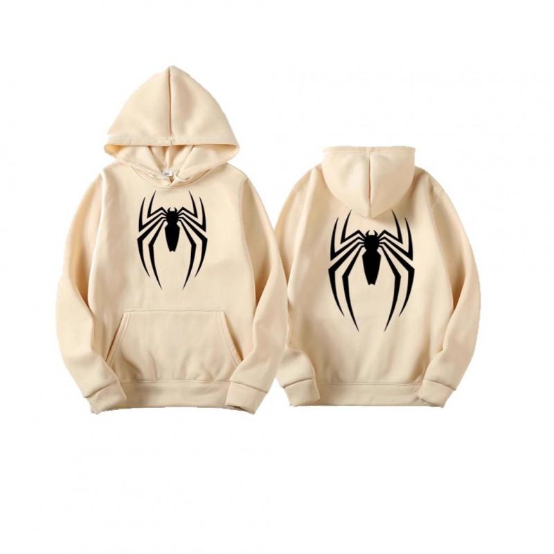 Mens Oversized Streetwear Hoodie With Spider Print - Soft Cotton Blend Loose Fit Casual Sweatshirt
