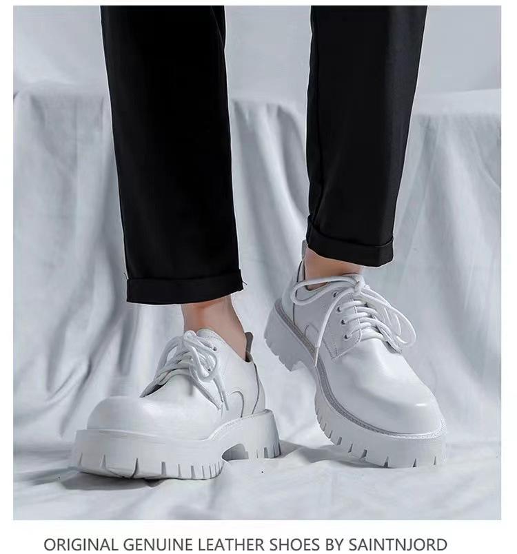 Leather Shoes Men Casual Business British Platform Soft Bottom Derby Shoes Men Black Wedding Party GroomHigh Quality Dress Shoes
