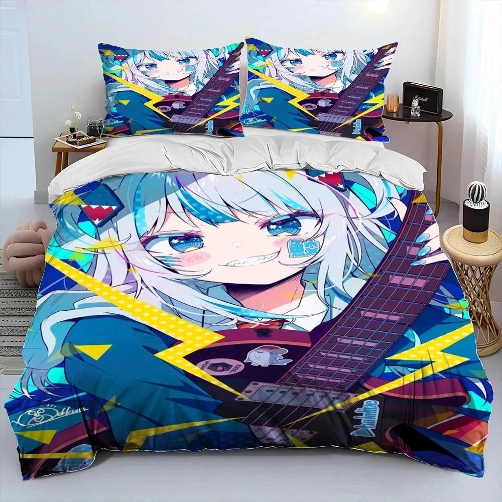 

Gawr Gura Hololive Anime Shark Comforter Bedding Set, Polyester Quilt Cover Pillowcase, King Queen Size Duvet Cover Bed Set 70x133cm 2pcs