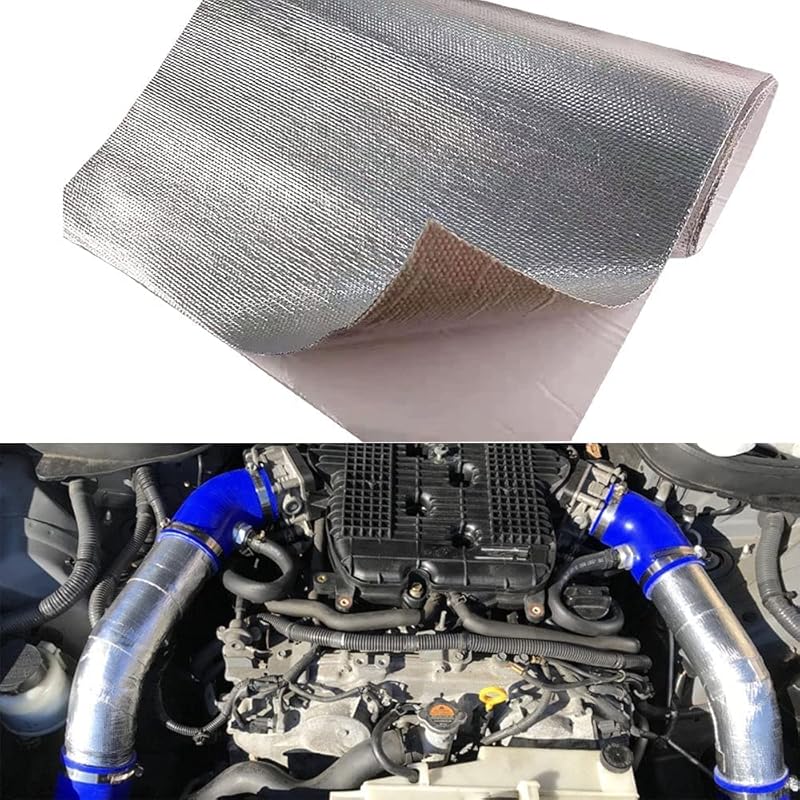 12'' X 48''Aluminized Heat Shield Mat Thermal Barrier Adhesive Backed Heat Blanket, Fiberglass Ulation Reflective Material High Temp Protection