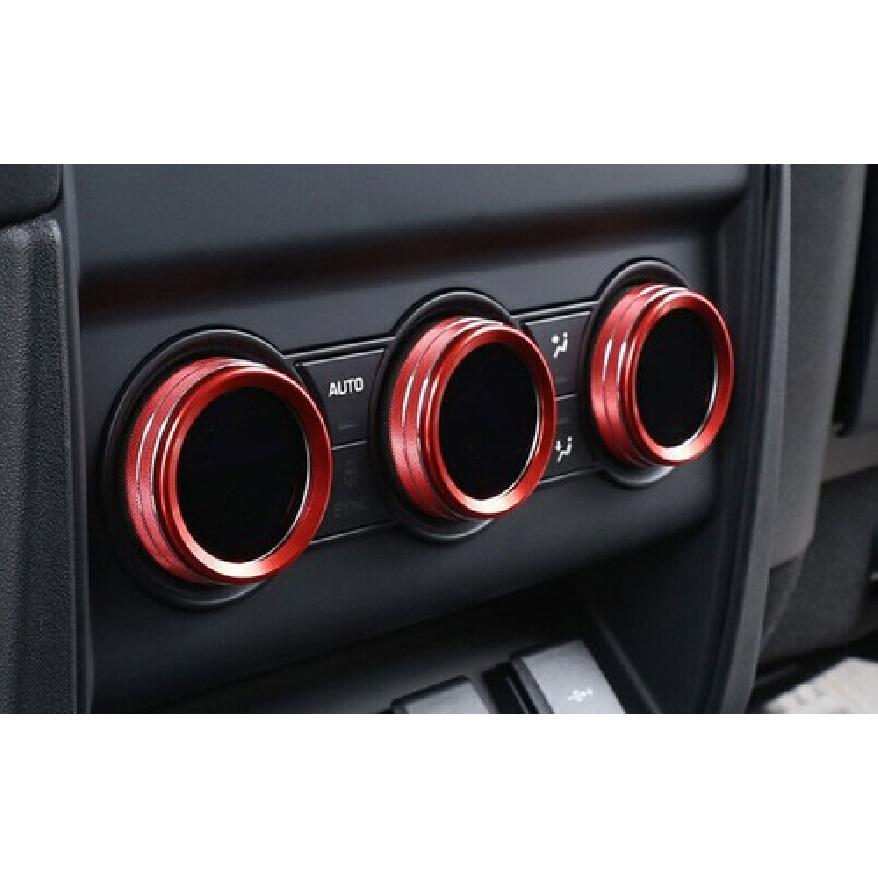 Fit For Defender 110 - Red Aluminum Rear AC Knob Ring Cover Trim 3pcs