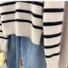 Zipper Striped Sweater Women's Autumn and Winter Wear Lazy Style Design Sense Niche Knitted Sweater Top Thickened
