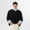 Fake Two-piece Shirt Collar Sweater Men's and Women's Autumn Loose Splicing Design Jacket