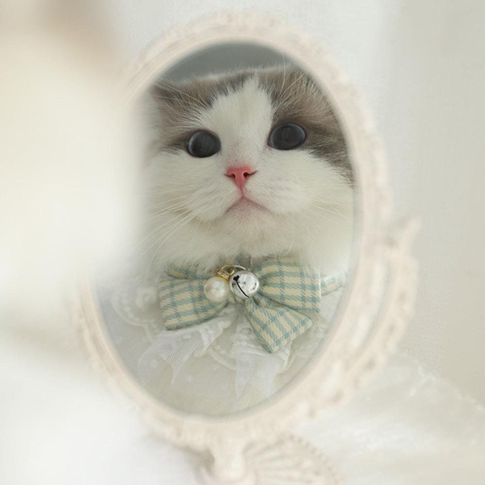 Adjustable Pet Neck Scarf with Bow and Bells Cat Collar Accessory Pet Neckband Daily Wear