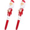 NUOBESTY 2pcs Christmas Santa Claus Ballpoint Pens Funny Santa Claus Ballpoint Ink Pens LED Boxing Pens Punching Pens for School Office Home(Random