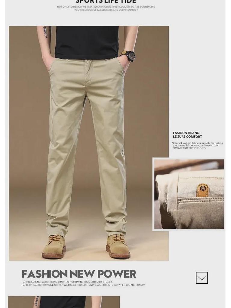 Men's Hong Kong 2025 Spring/Summer Pure Cotton Loose Straight Business Trousers