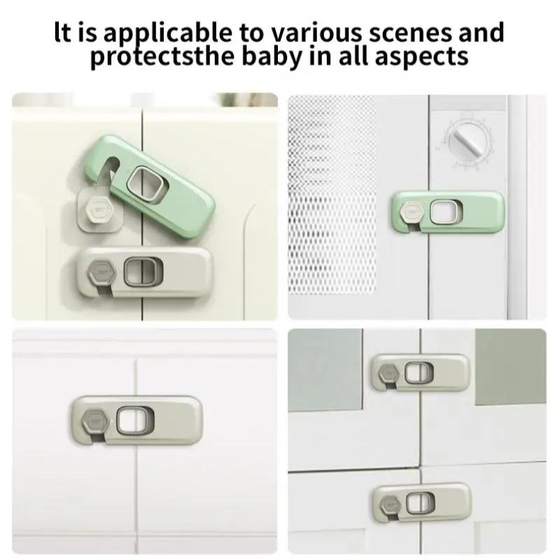 2 PCS Child Safety Cabinet Lock Security Protection Home Refrigerator Safety Buckle Baby Anti-Pinch Hand Drawer Door Locks